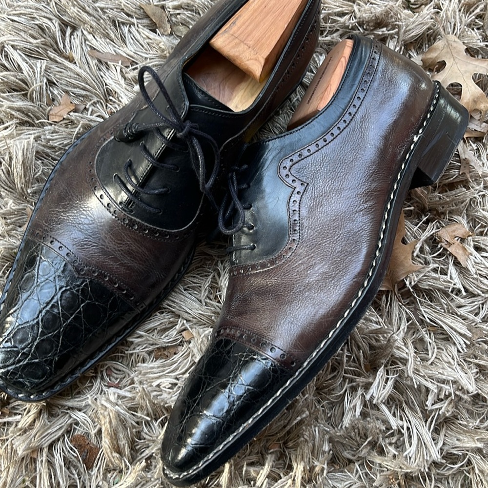 Mezlan custom grade crocodile and leather oxfords 10m